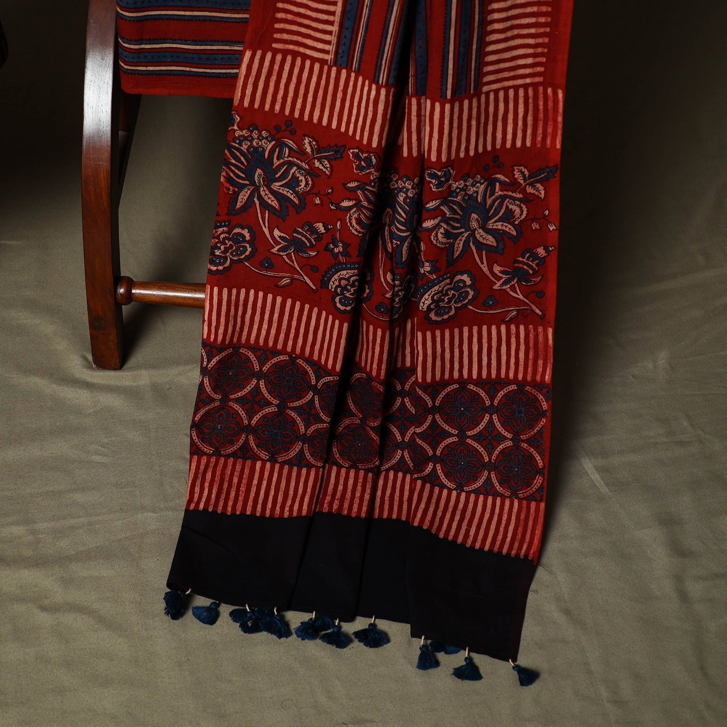 Kutch hand block ajrakh print natural dyed cotton 3pc