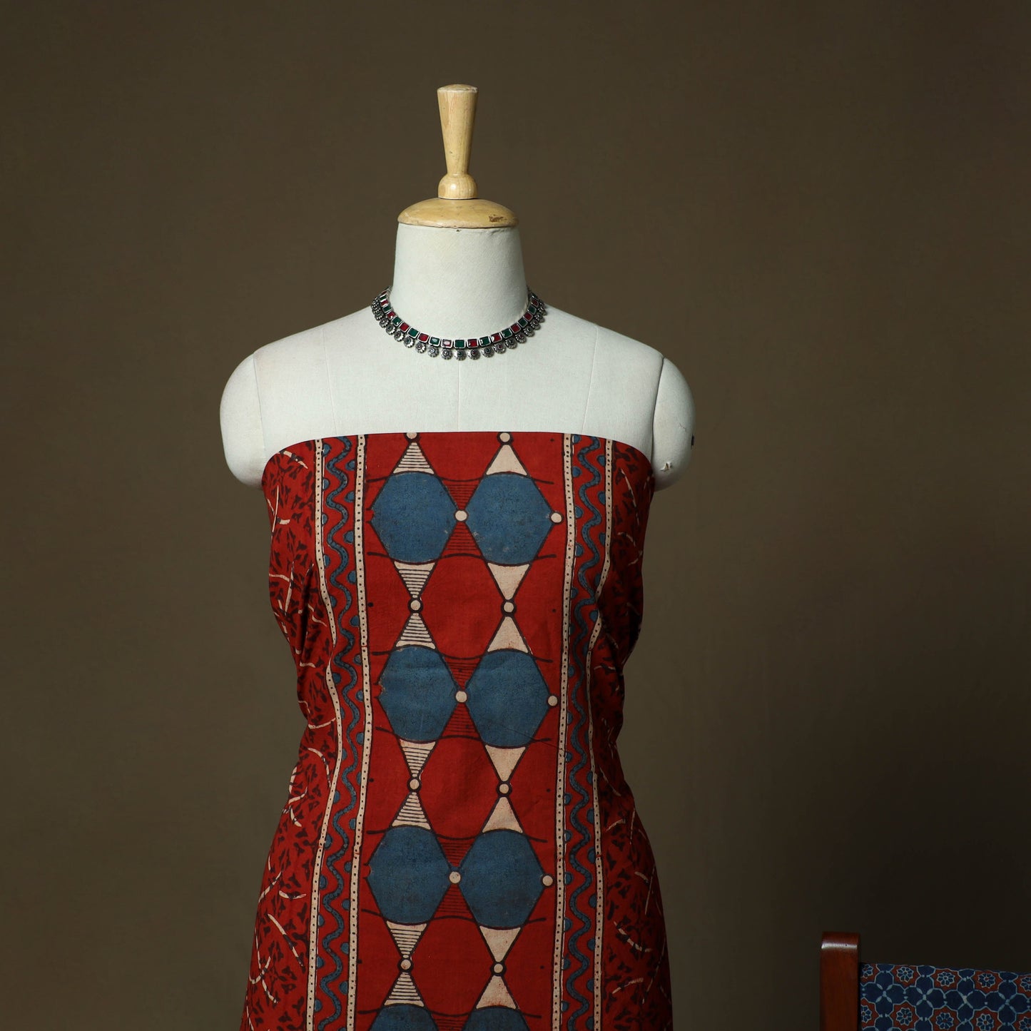 Kutch hand block ajrakh print natural dyed cotton 3pc