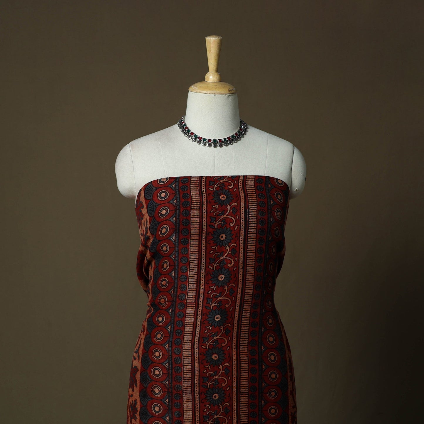 Kutch hand block ajrakh print natural dyed linen 2pc