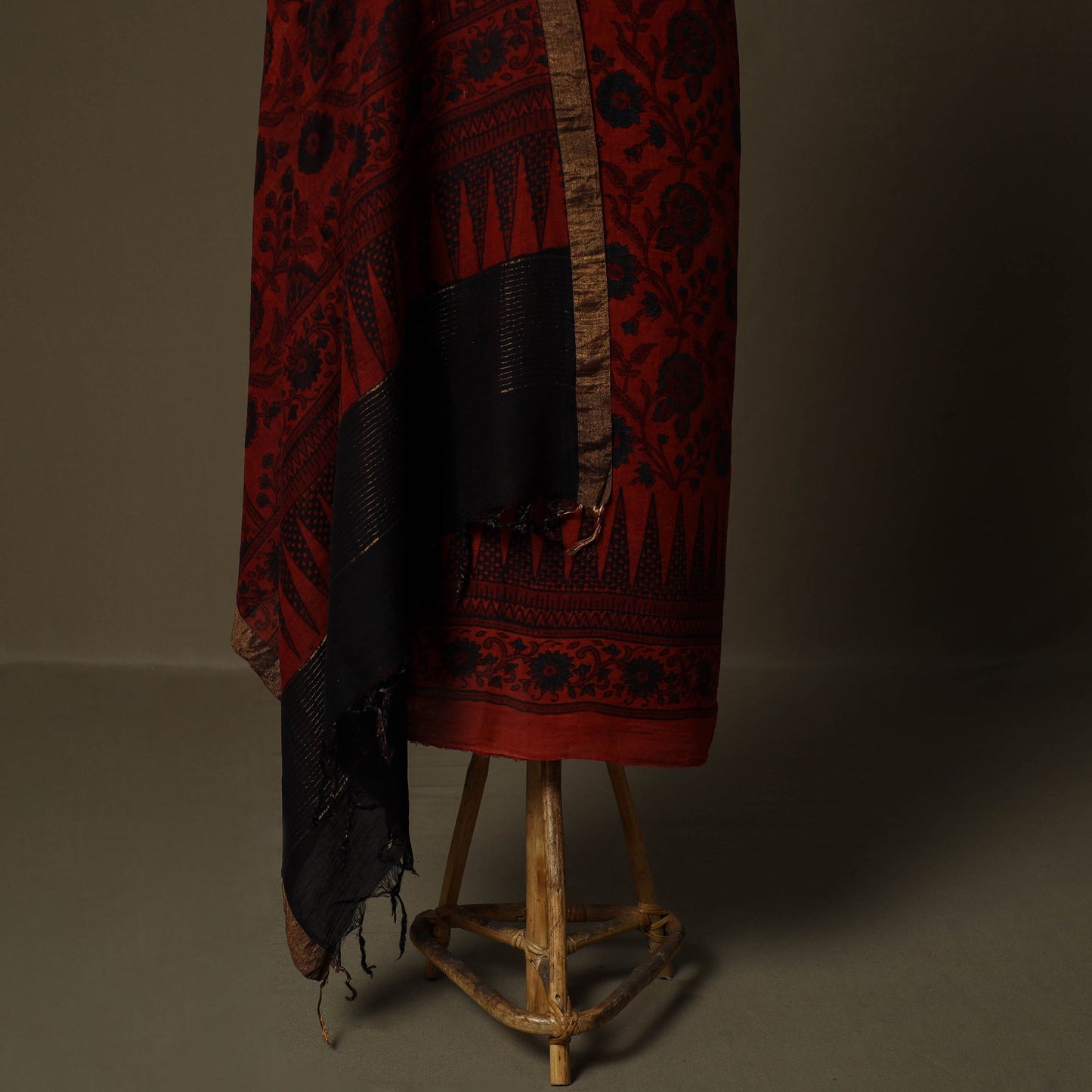 Kutch hand block ajrakh print natural dyed linen 2pc