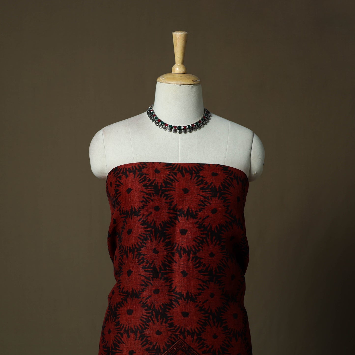 Kutch hand block ajrakh print natural dyed linen 2pc