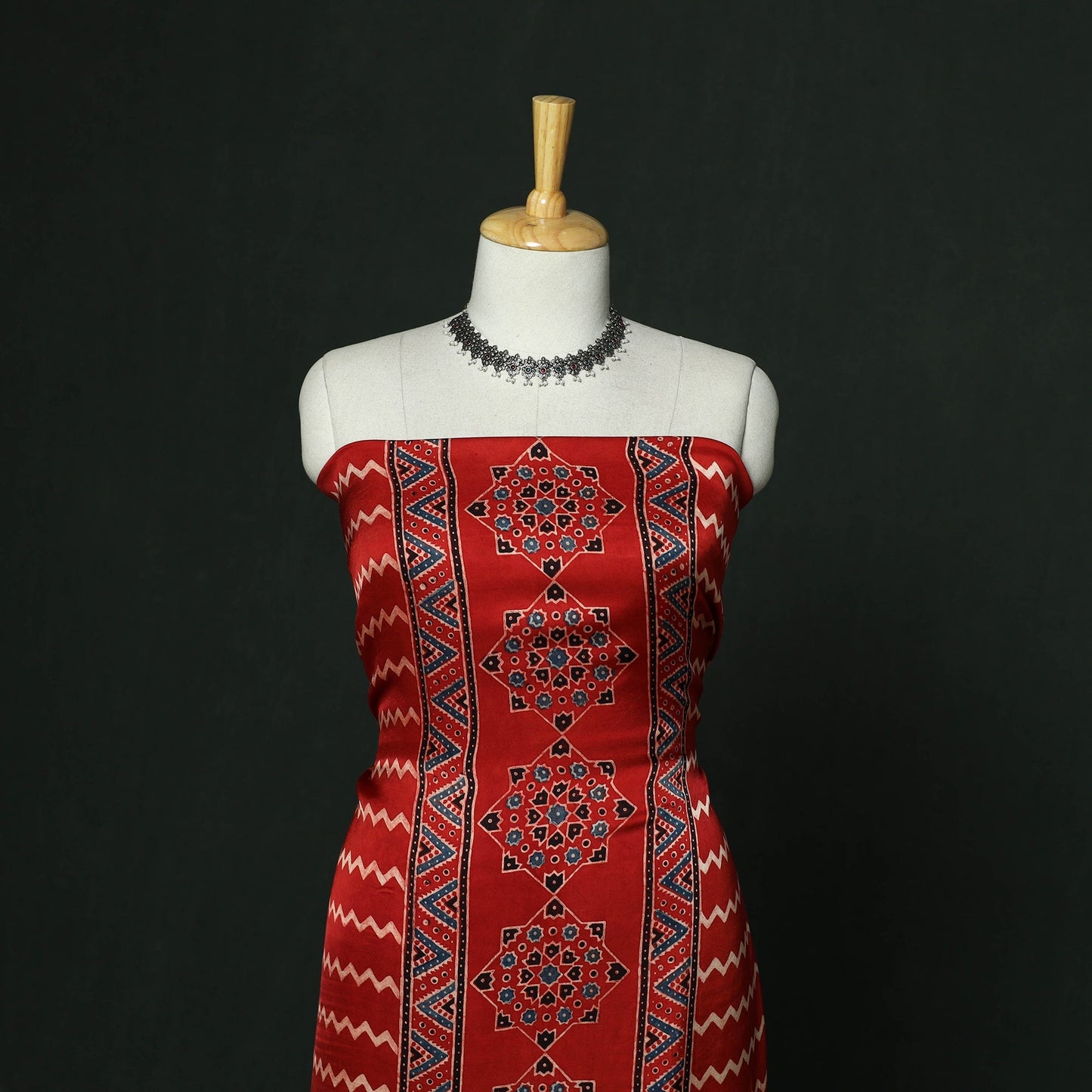 Kutch hand block ajrakh print natural dyed modal silk 2pc
