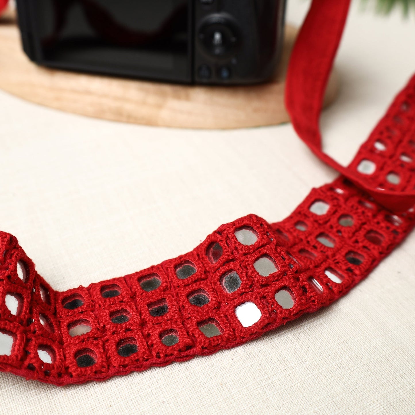 Mirror Work Kutchi Embroidery Fabric Camera Belt