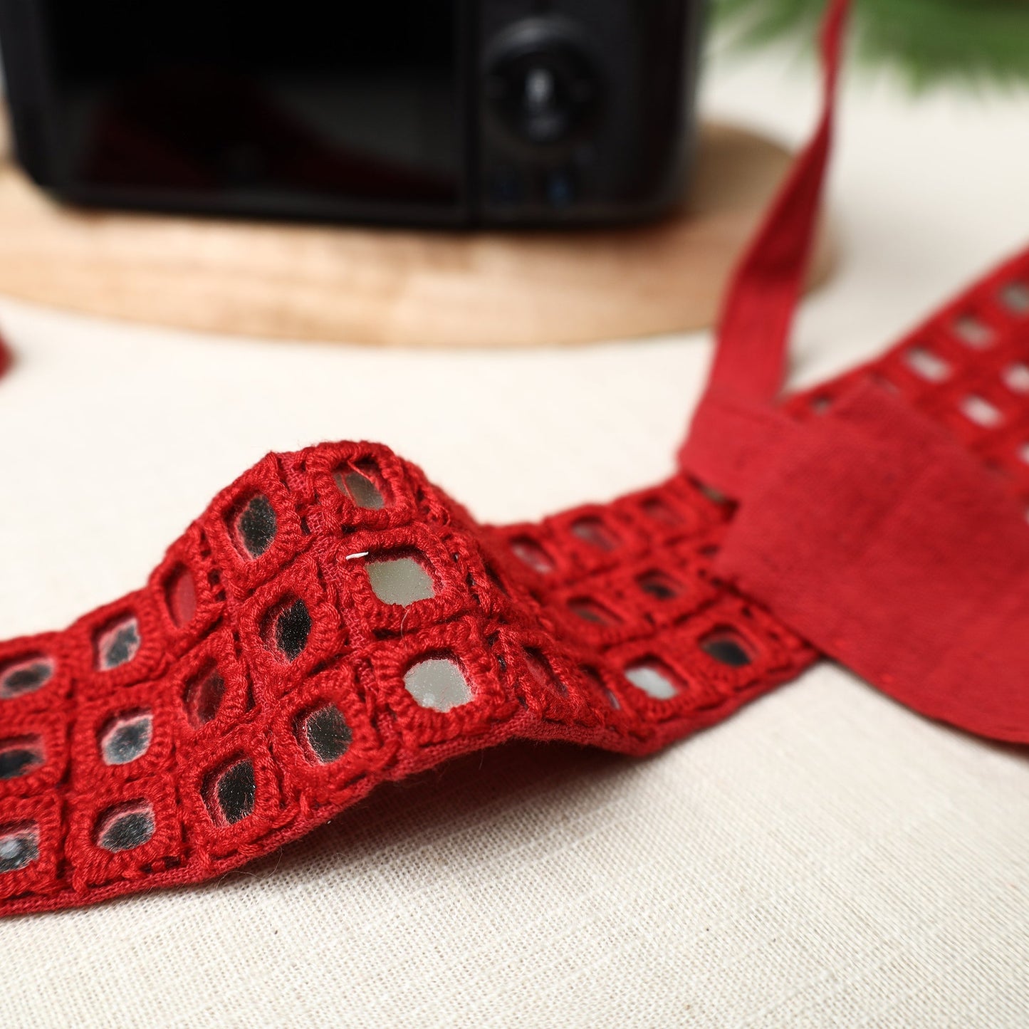Mirror Work Kutchi Embroidery Fabric Camera Belt
