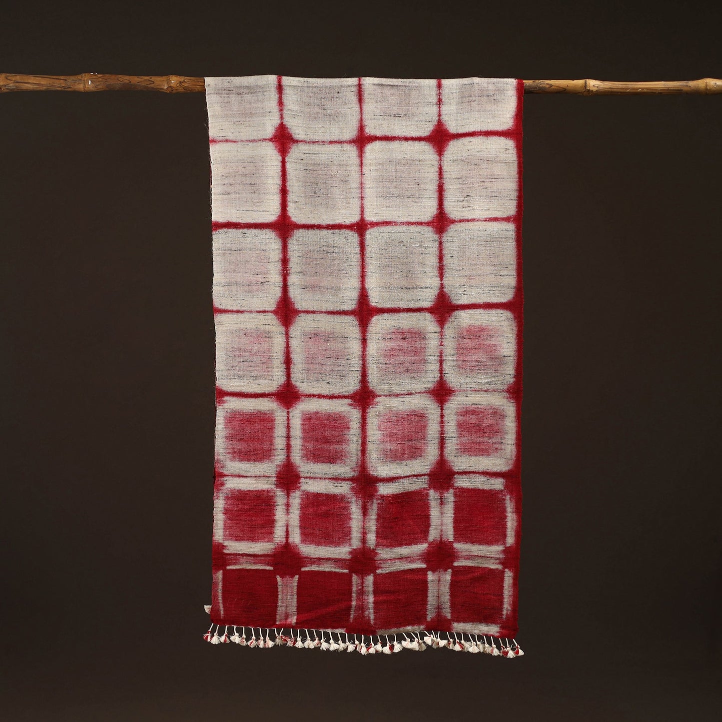 Kutch handwoven clamp dyed merino wool x katia silk shibori