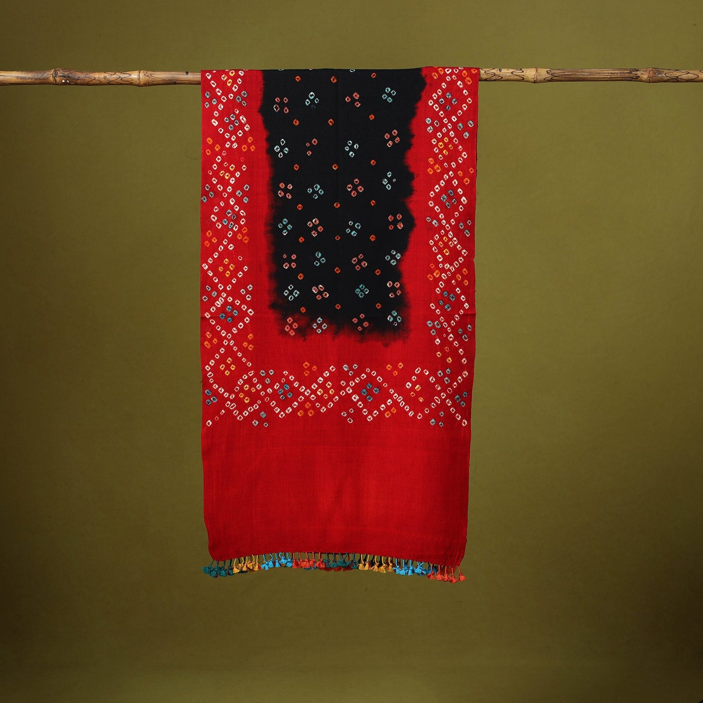 Kutch handwoven merino wool tie-dye bandhani stole 24