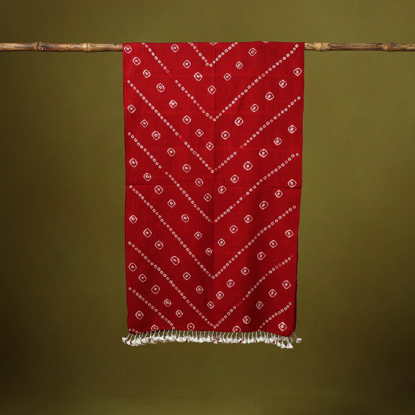 Kutch handwoven merino wool tie-dye bandhani stole 36