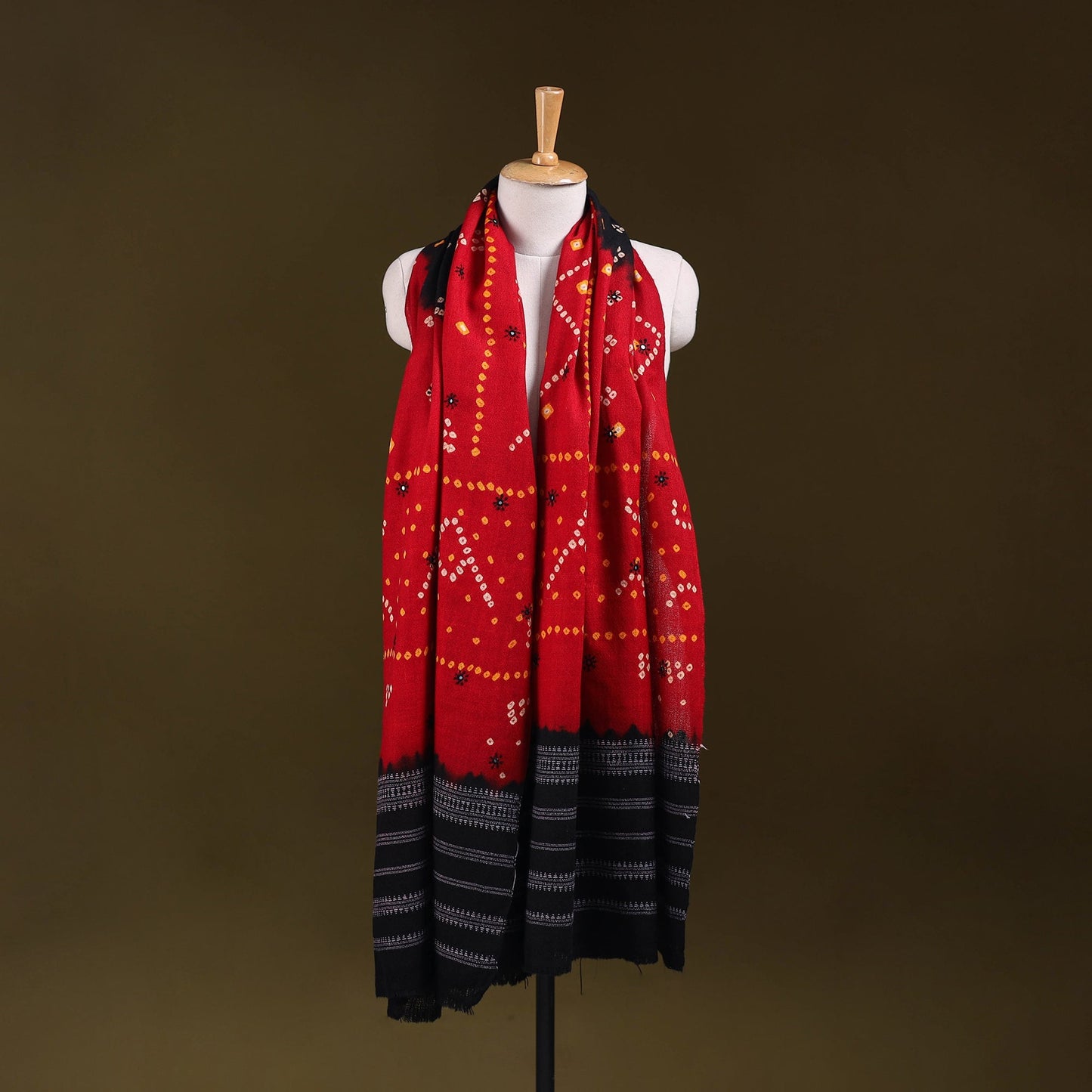 Kutch mirror work handwoven bandhani bagida merino wool