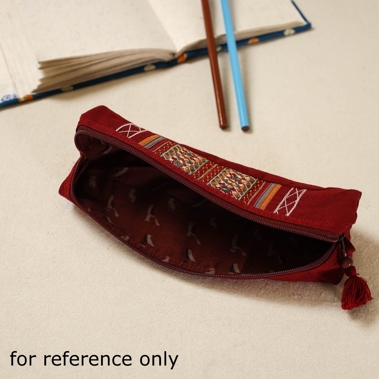 Kutch neran hand embroidered pencil pouch 235 - handcrafted