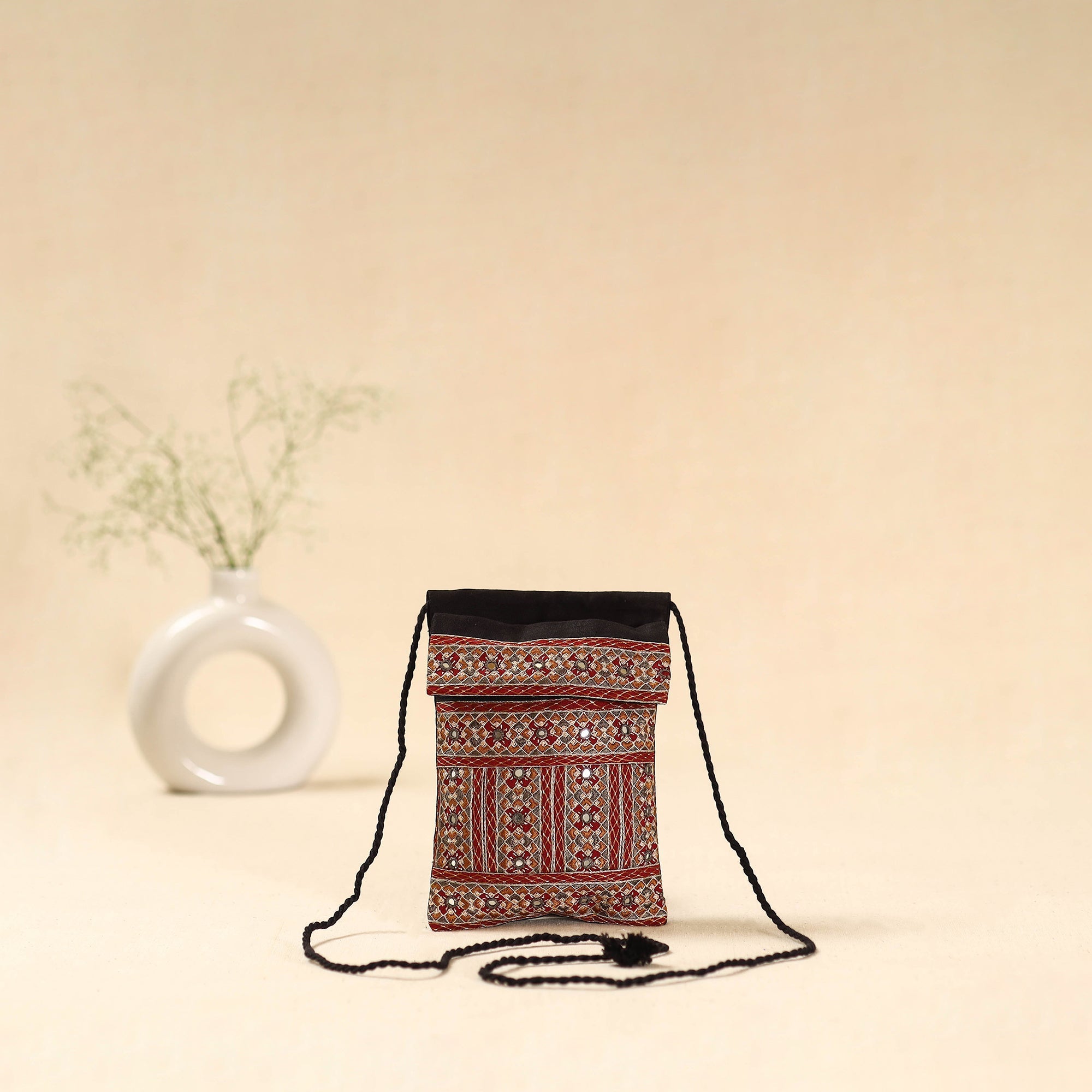 Multicolor - Kutch Pakko Neran Hand Embroidered Cosmetic Pouch 210 main image 1