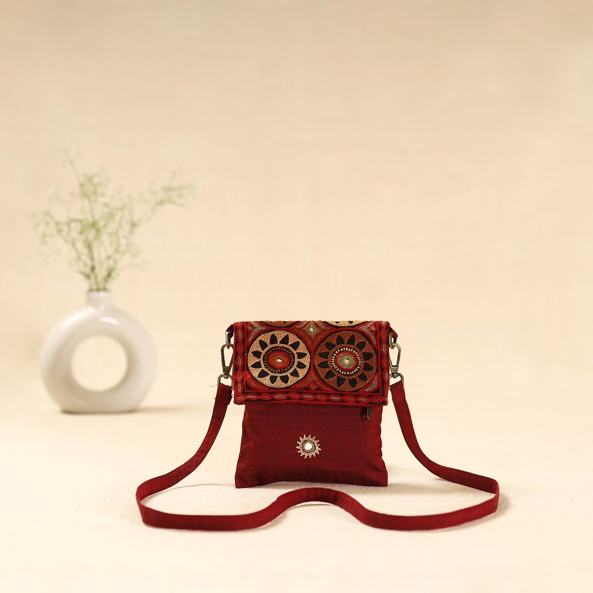 Multicolor - Kutch Pakko Neran Hand Embroidered Cosmetic Pouch 205