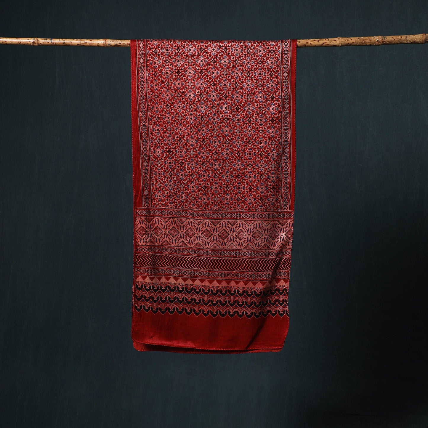 Kutch printed mashru silk stole 14 - handcrafted