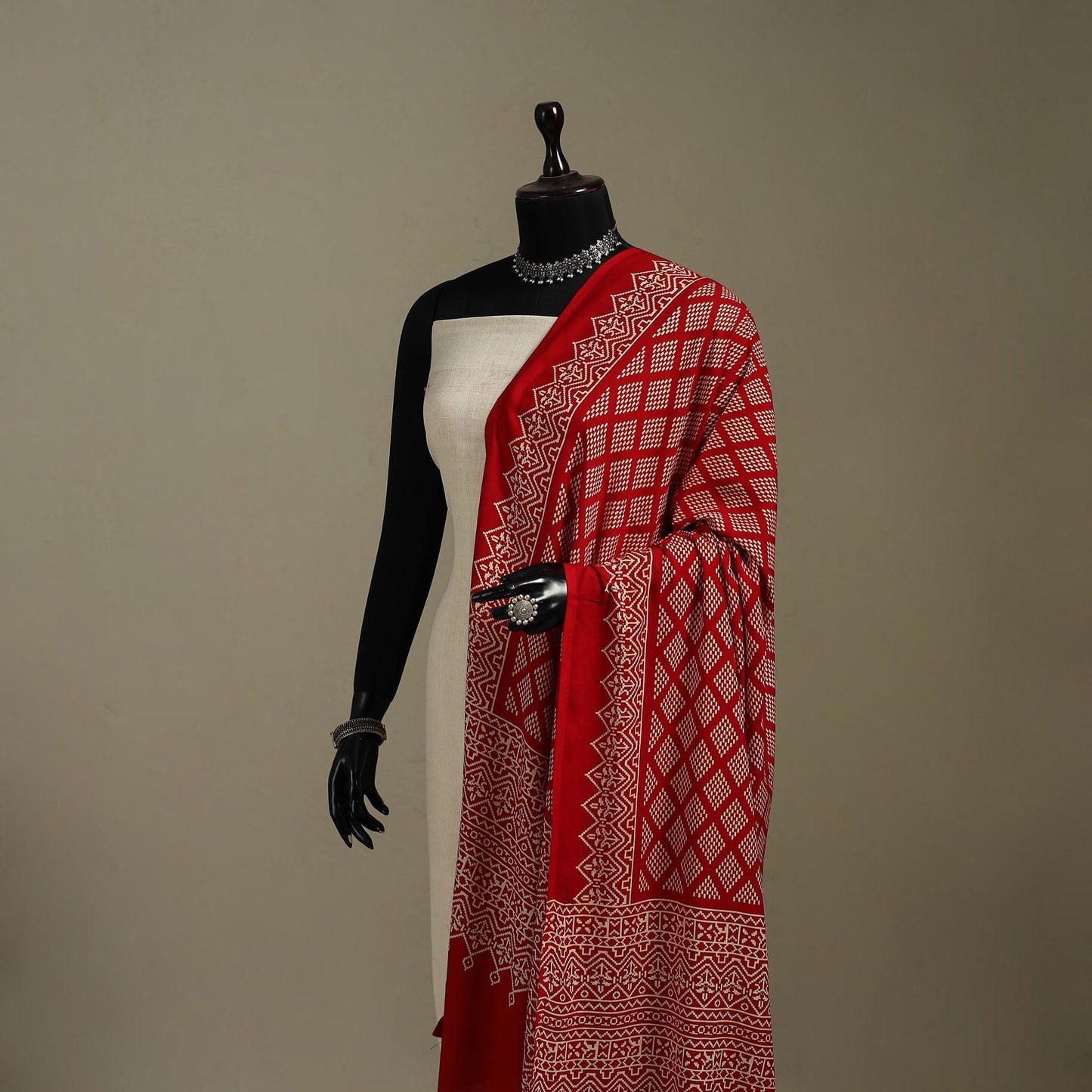 Kutch printed rayon dupatta 54 - handcrafted