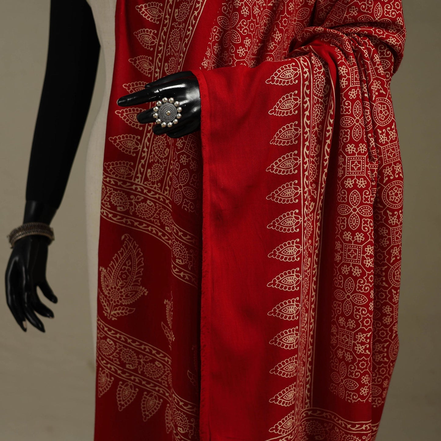 Kutch printed rayon dupatta 62 - handcrafted