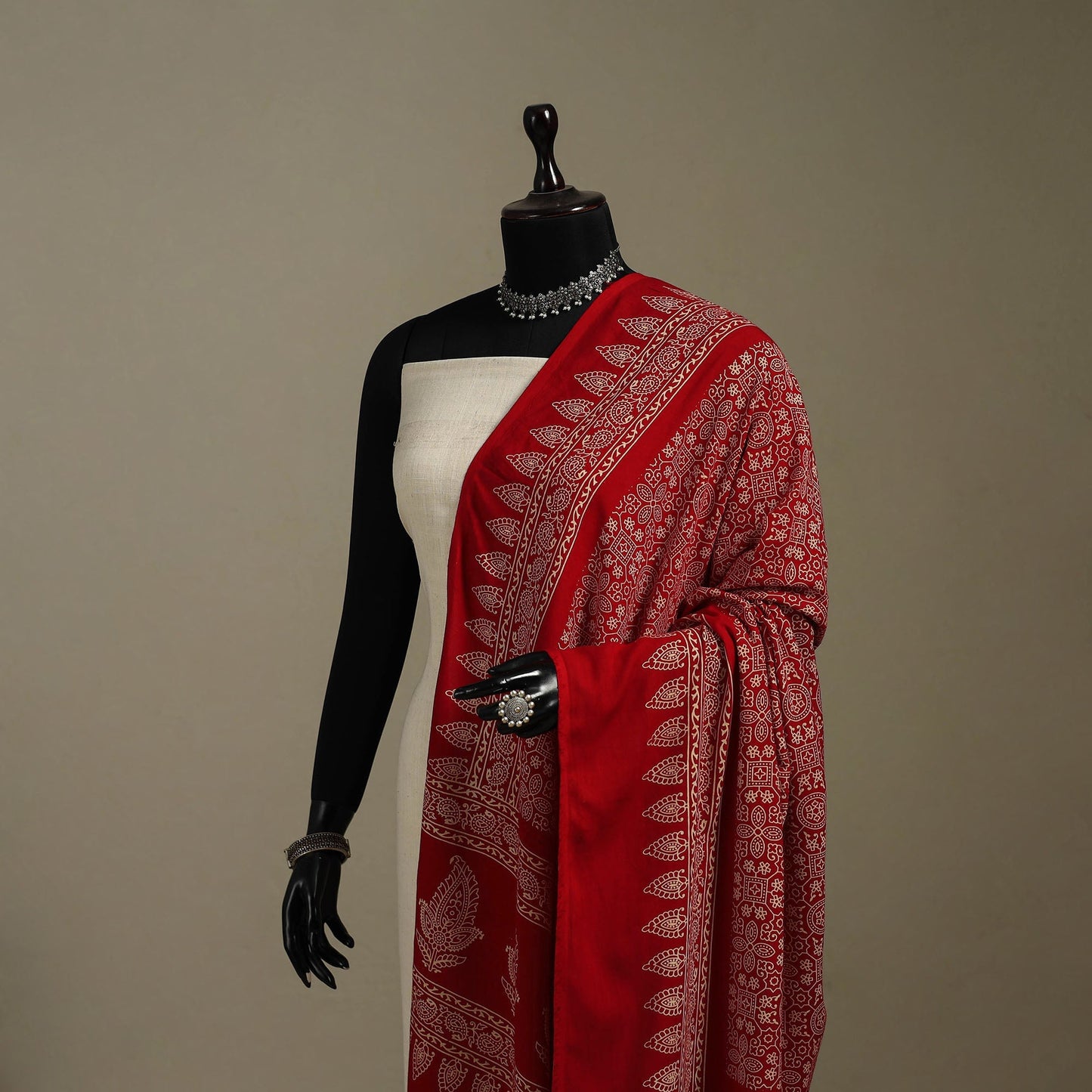 Kutch printed rayon dupatta 62 - handcrafted
