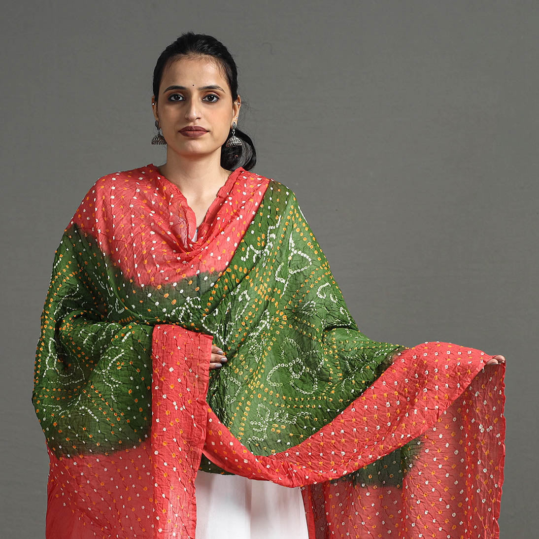 Red - Kutch Tie-Dye Cotton Bandhani Dupatta 14