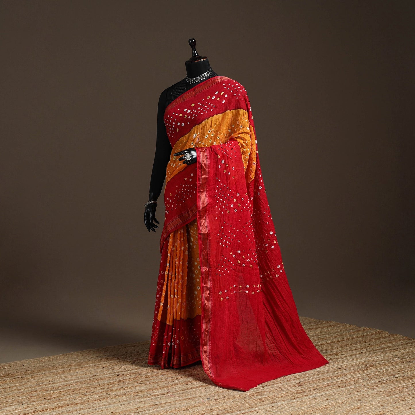Kutch tie-dye cotton bandhani saree with blouse piece 03