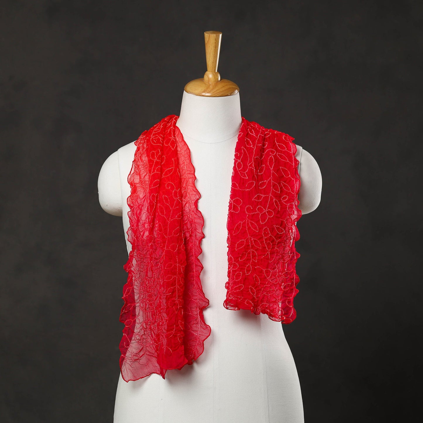 Kutch Tie & Dye Red Georgette Bandhani Stole