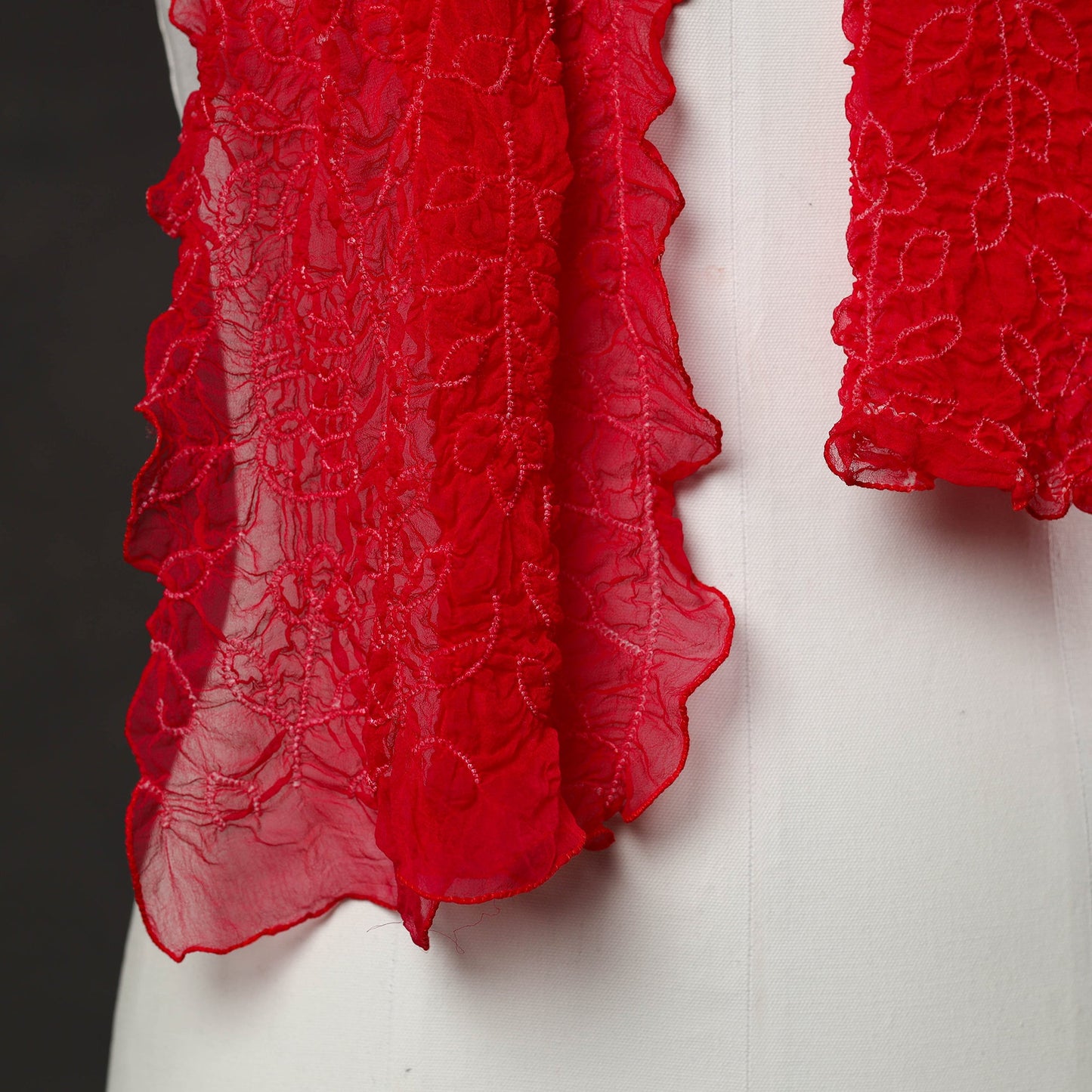 Kutch Tie & Dye Red Georgette Bandhani Stole