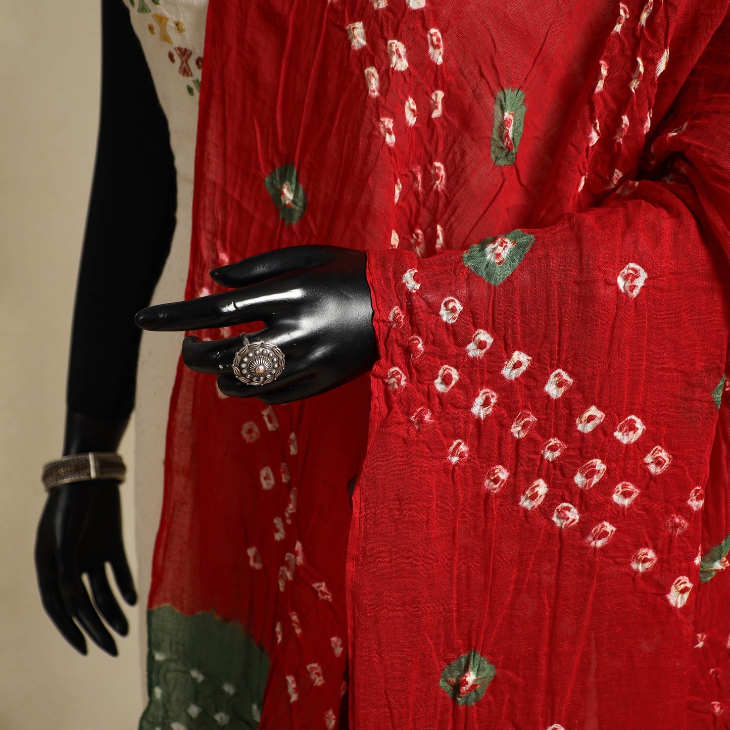 Red - kutch tie-dye mul cotton bandhani dupatta 21