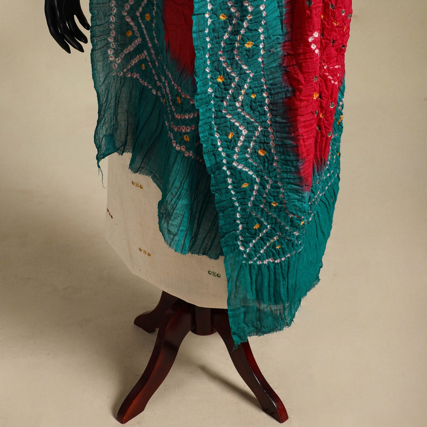 Red - kutch tie-dye mul cotton bandhani dupatta 96