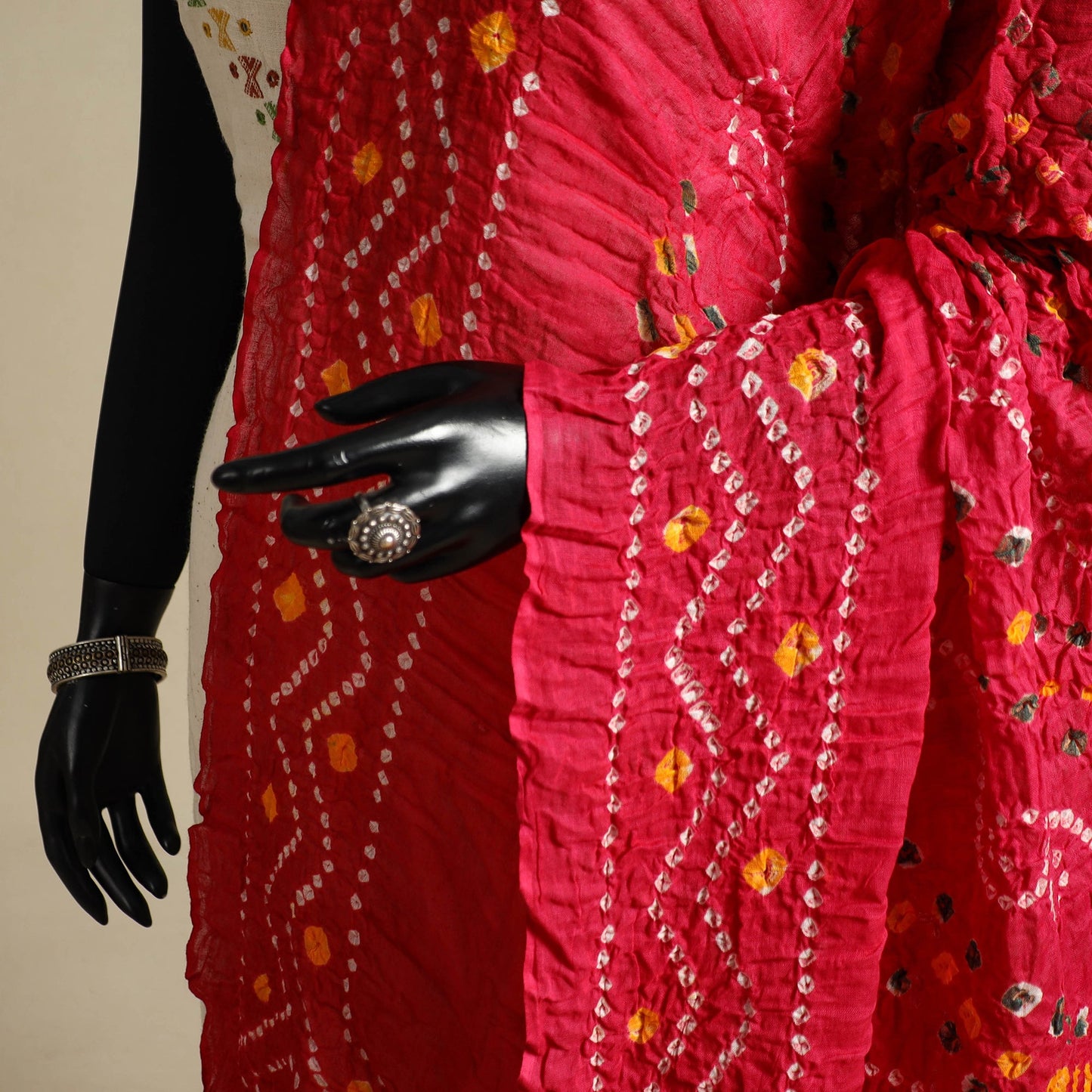 Red - kutch tie-dye mul cotton bandhani dupatta 97