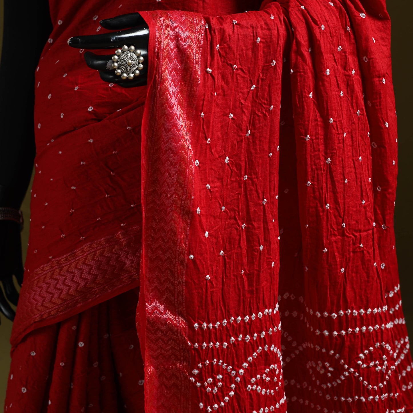 Kutch tie-dye pure cotton bandhani saree with border 21