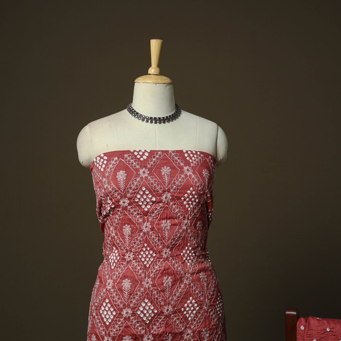 Kutch tie-dye satin cotton bandhani 3pc unstitched dress