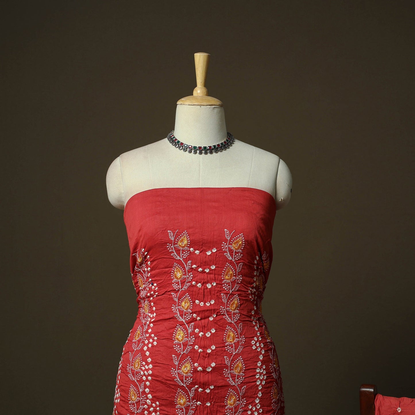 Kutch tie-dye satin cotton bandhani 3pc unstitched dress