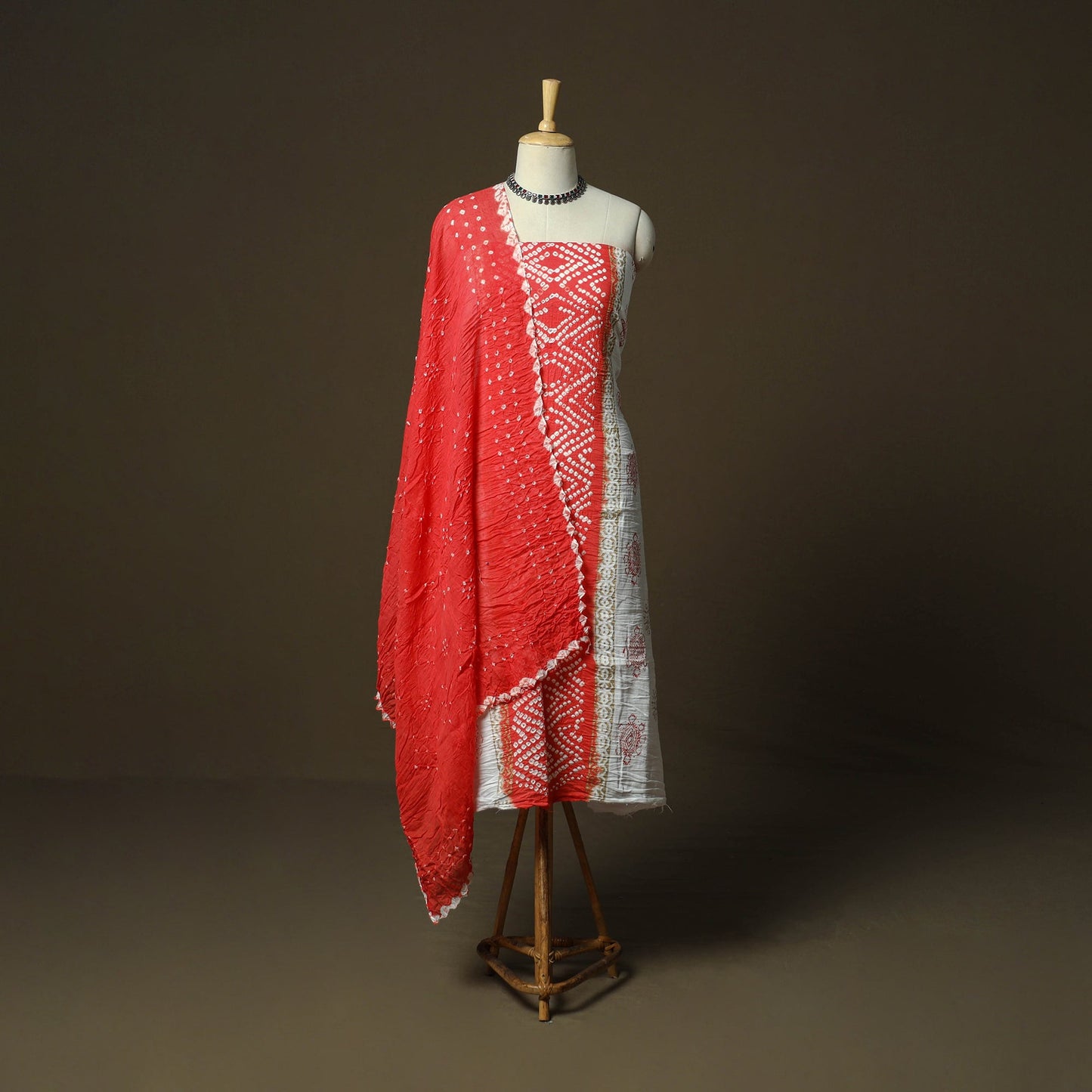 Kutch tie-dye satin cotton bandhani 3pc unstitched dress