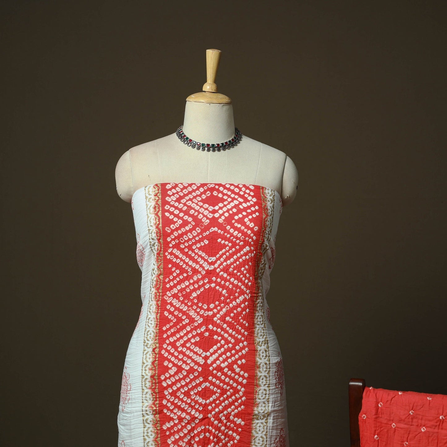 Kutch tie-dye satin cotton bandhani 3pc unstitched dress