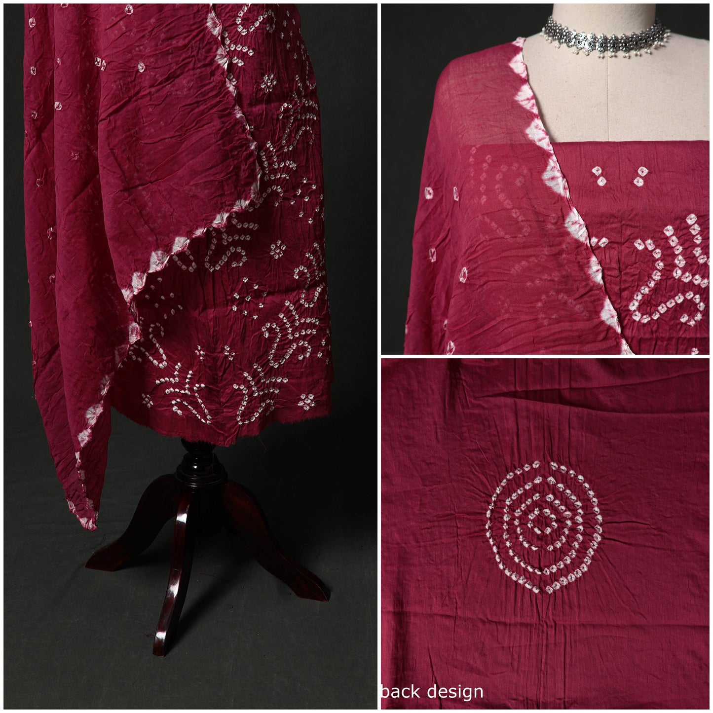 Kutch tie-dye satin cotton bandhani 3pc unstitched dress