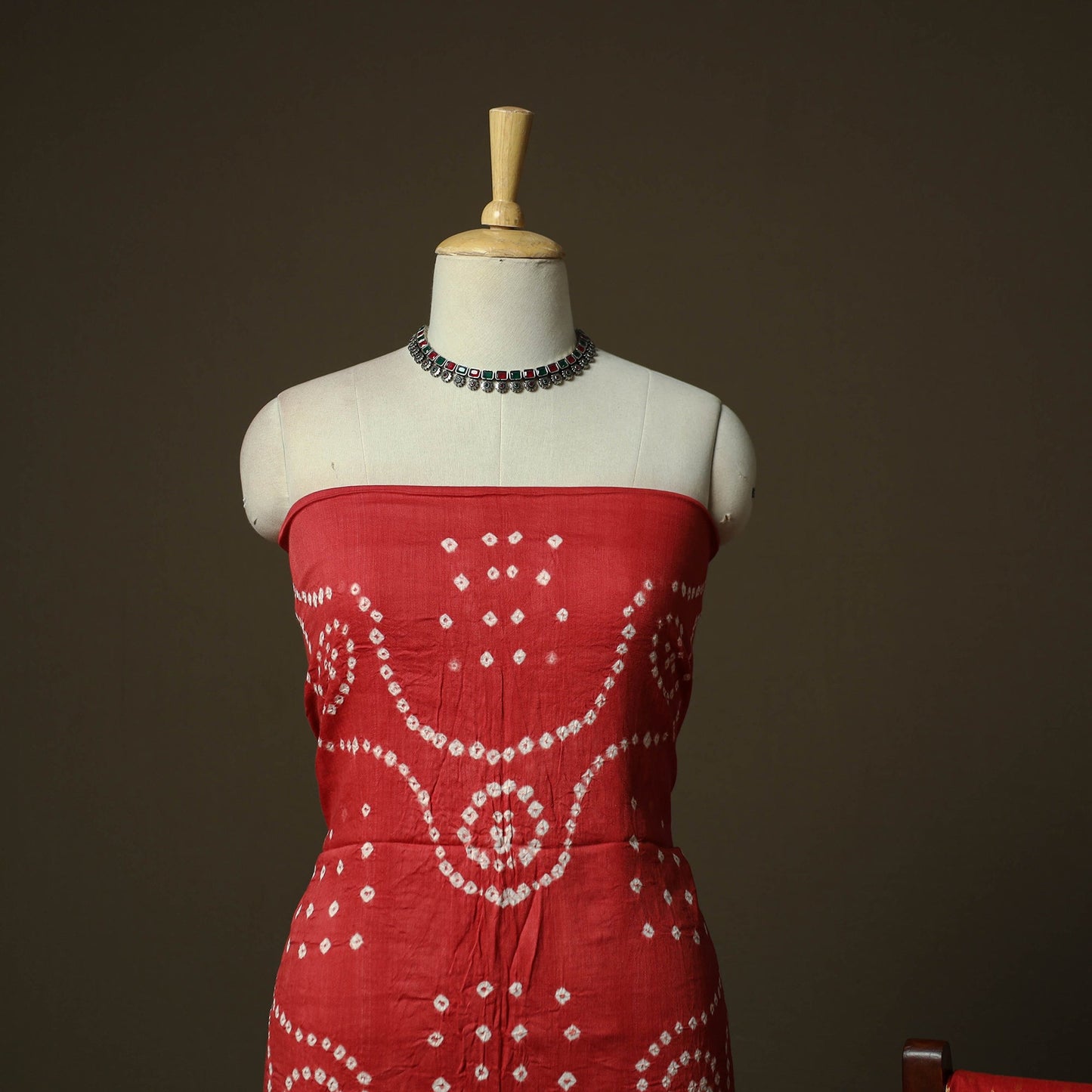 Kutch tie-dye satin cotton bandhani 3pc unstitched dress
