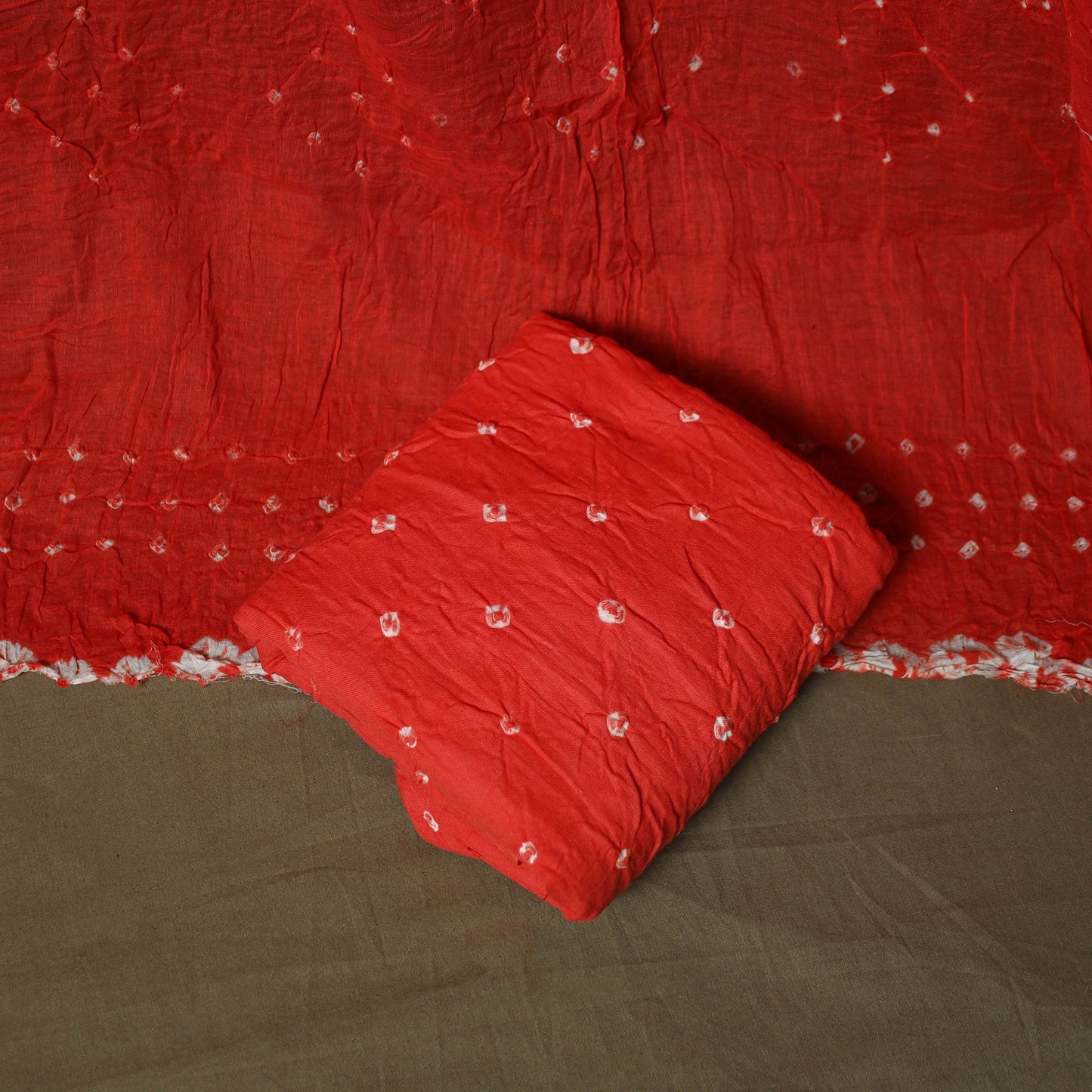 Kutch tie-dye satin cotton bandhani 3pc unstitched dress