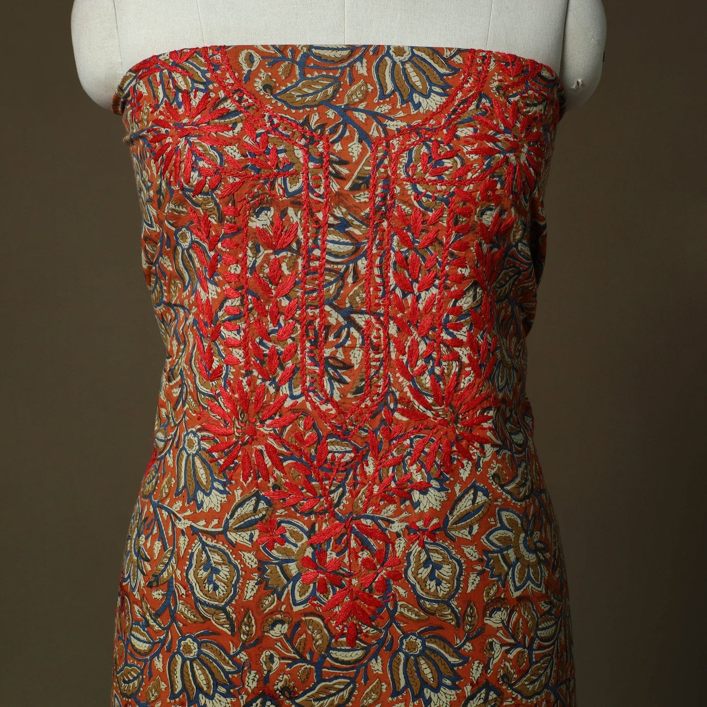 Lucknowi chikankari hand work kalamkari unstitched kurta