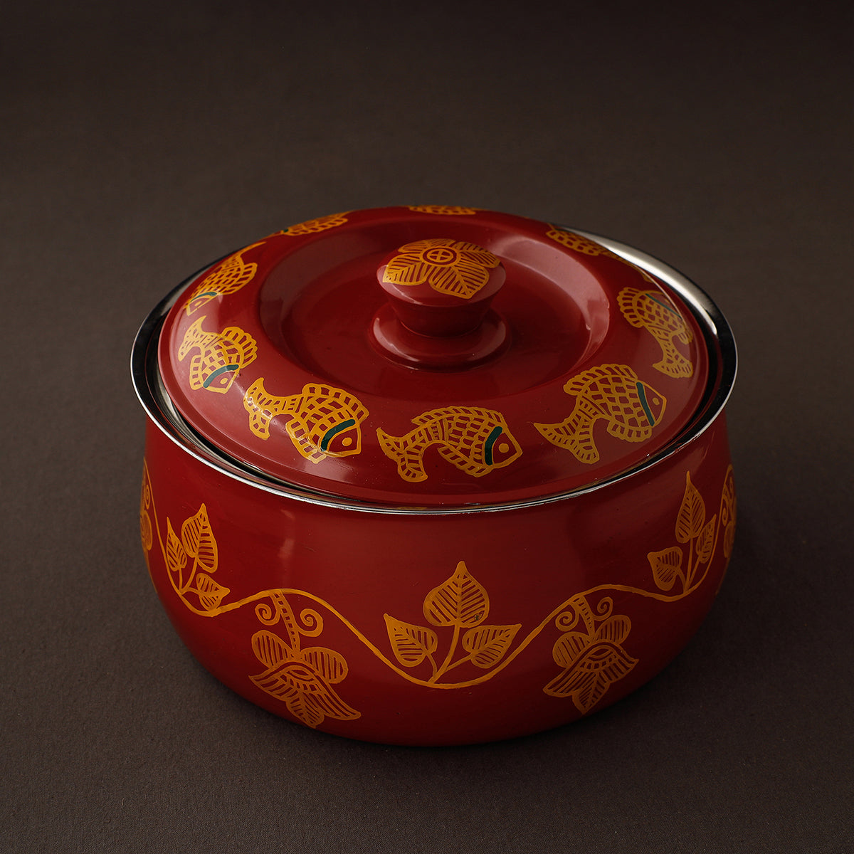 Madhubani Handpainted Stainless Steel Casserole