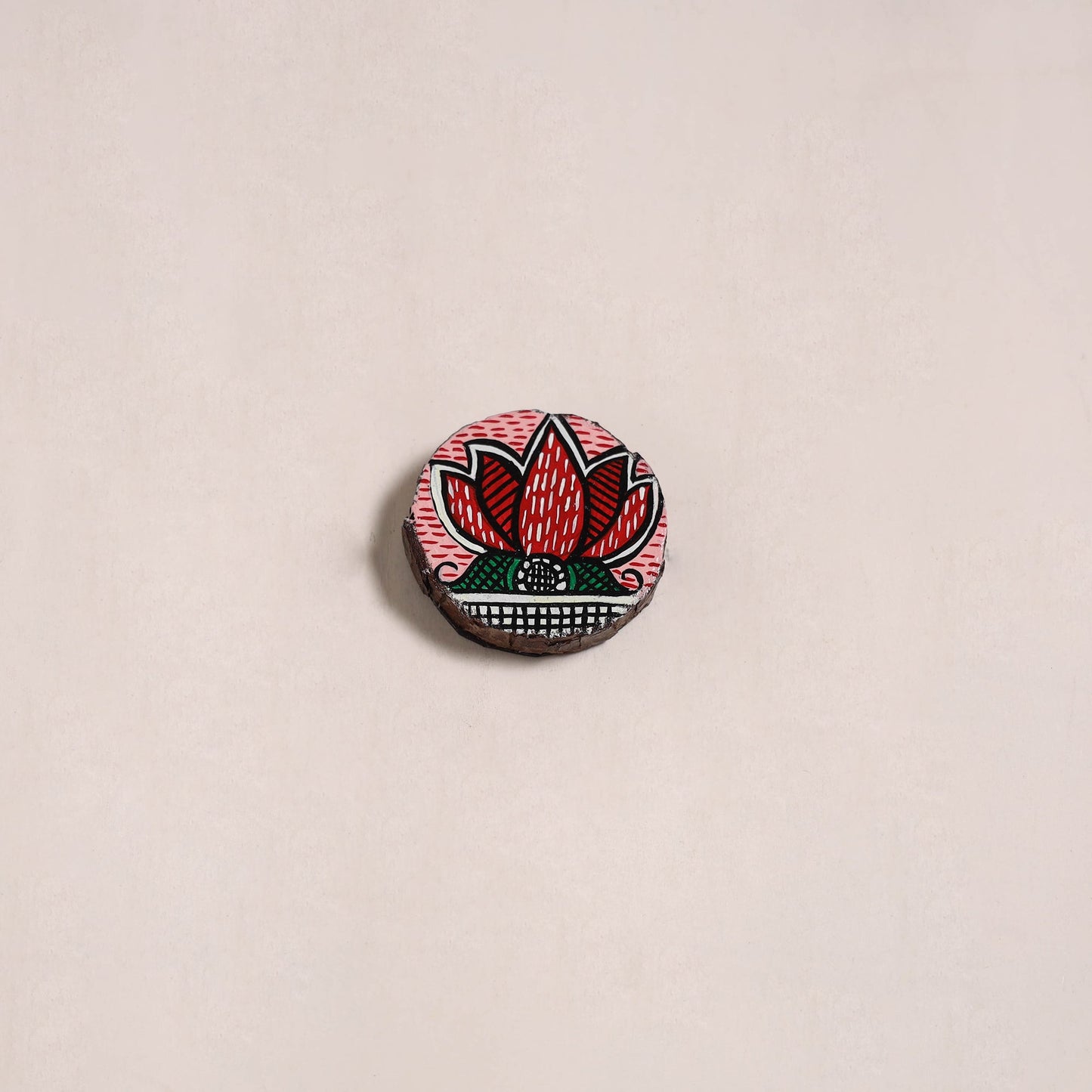 Madhubani handpainted wooden fridge magnet 36 - handcrafted