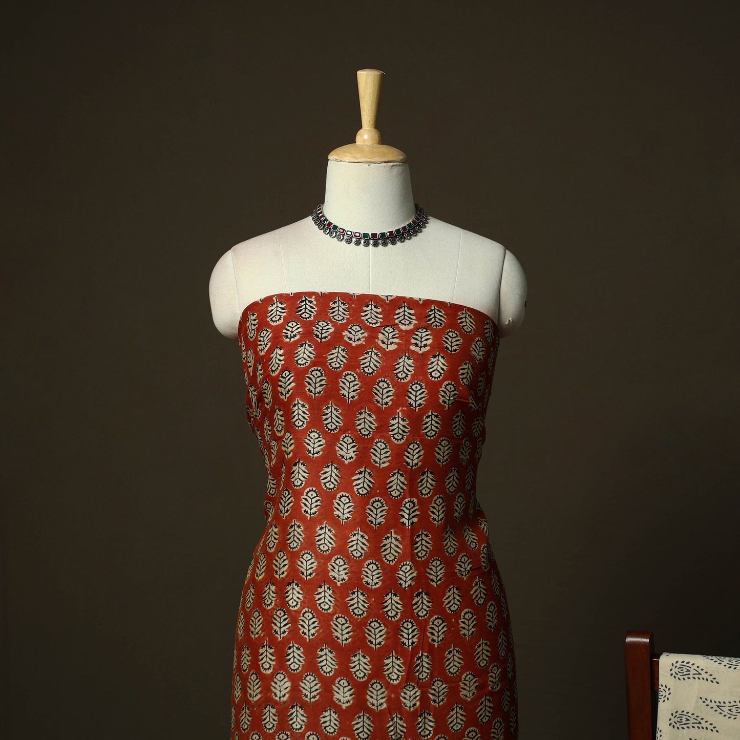 Maheshwari silk hand block bagru print 3pc unstitched dress