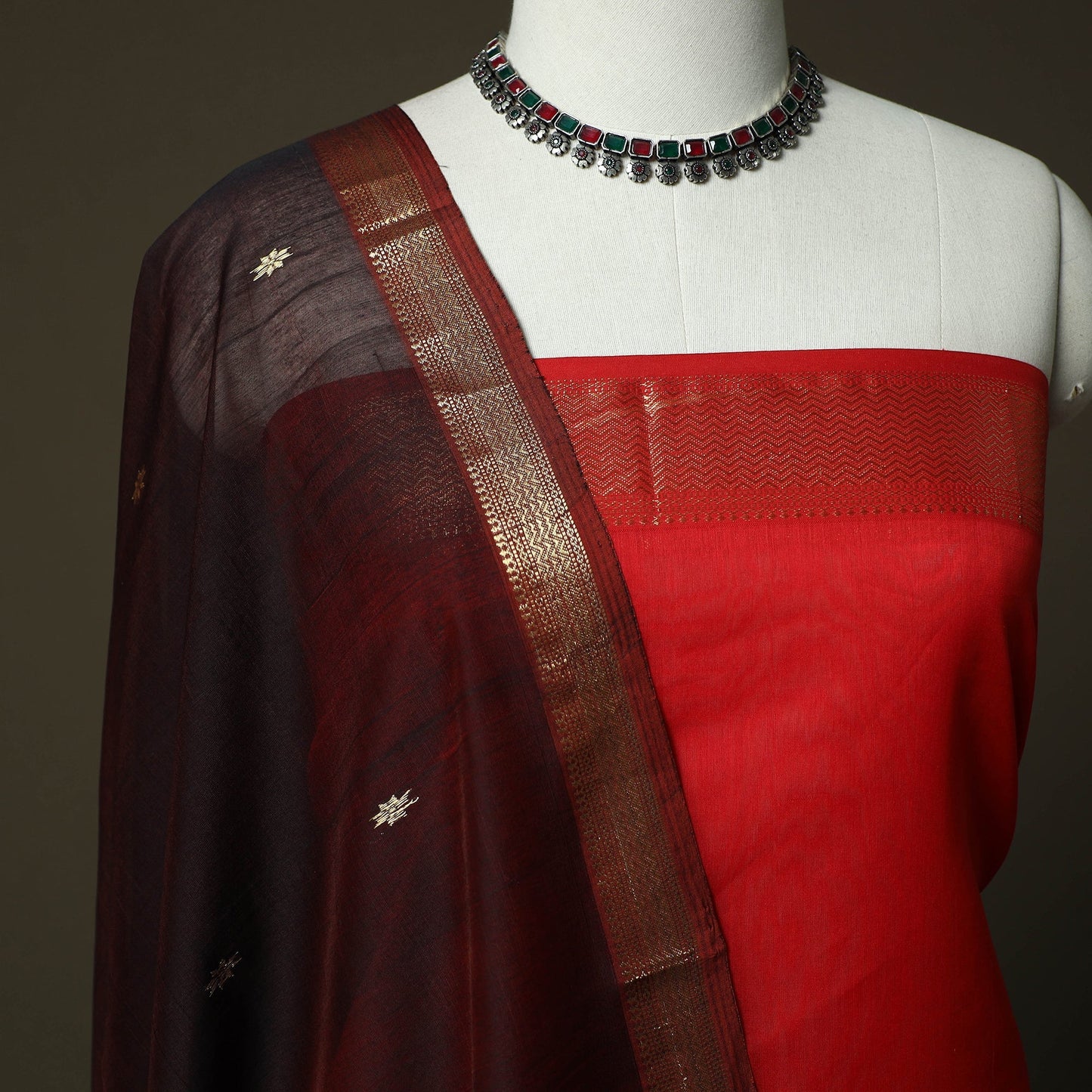 Maheshwari silk handloom 2pc unstitched dress material