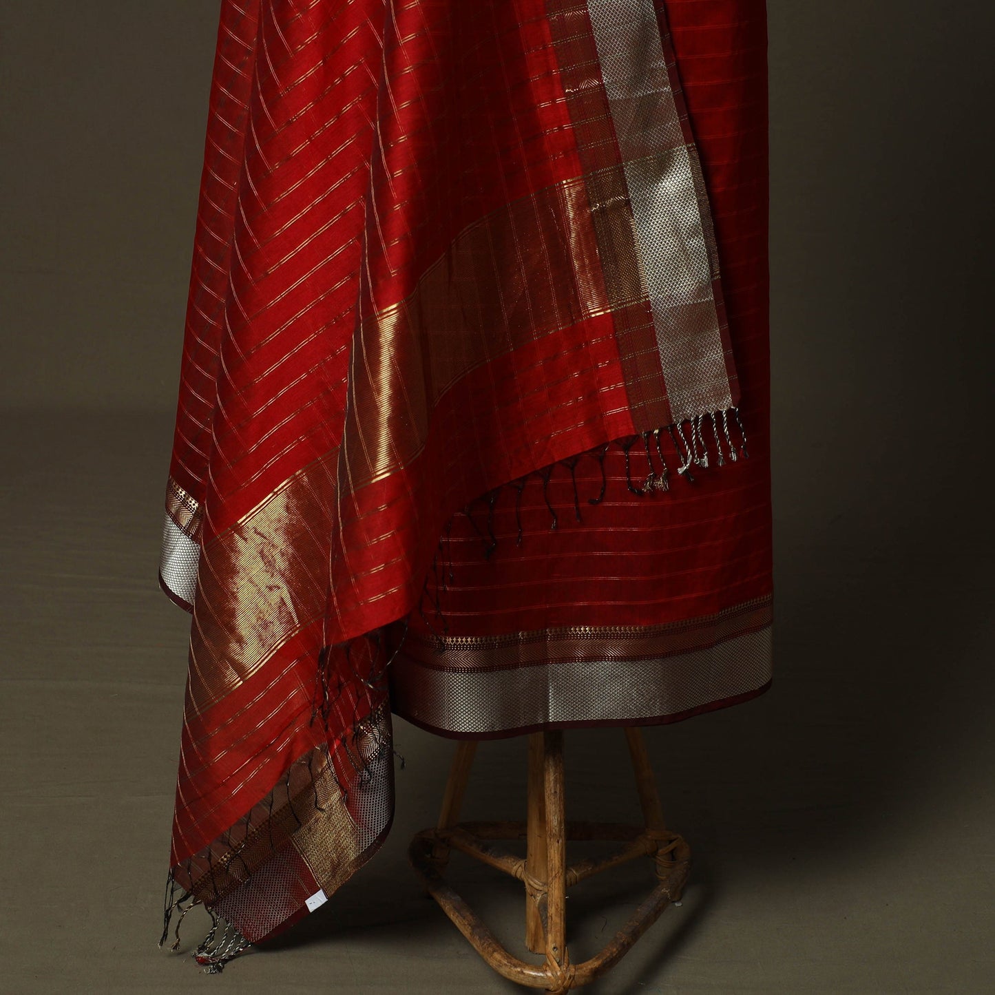 Maheshwari silk handloom zari stripes 2pc unstitched dress