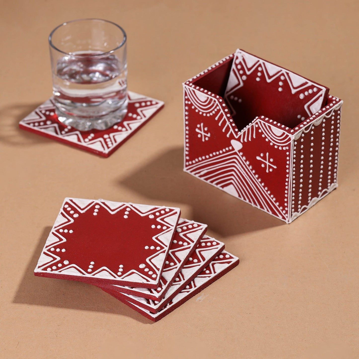 Mandana Art Handpainted Paper Mache Coasters