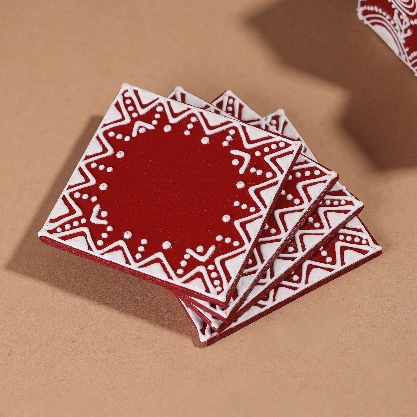 Mandana Art Handpainted Paper Mache Coasters