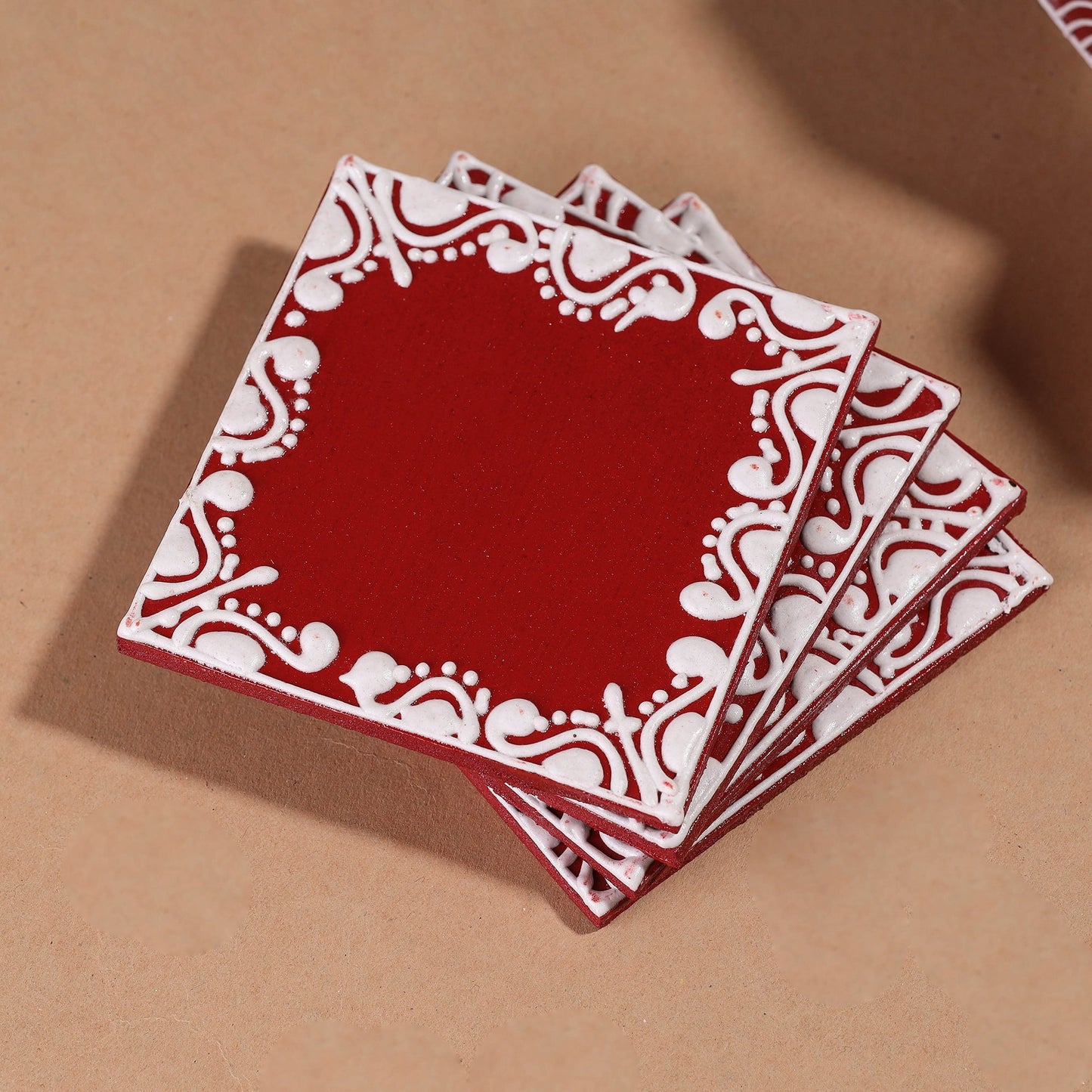 Mandana Art Handpainted Paper Mache Coasters