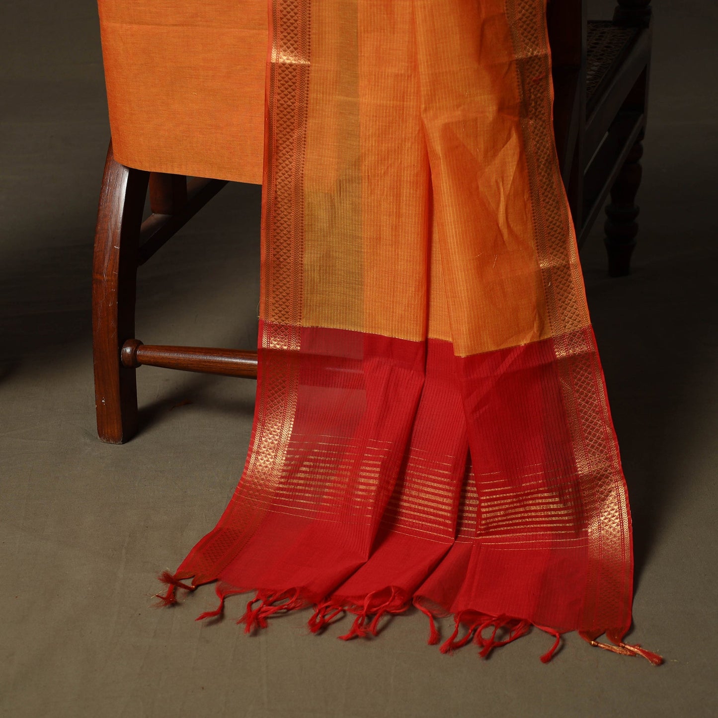Mangalagiri cotton 3pc unstitched dress material with zari