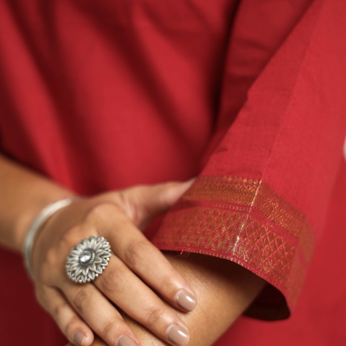 Red - mangalagiri handloom cotton kurta with palazzo &