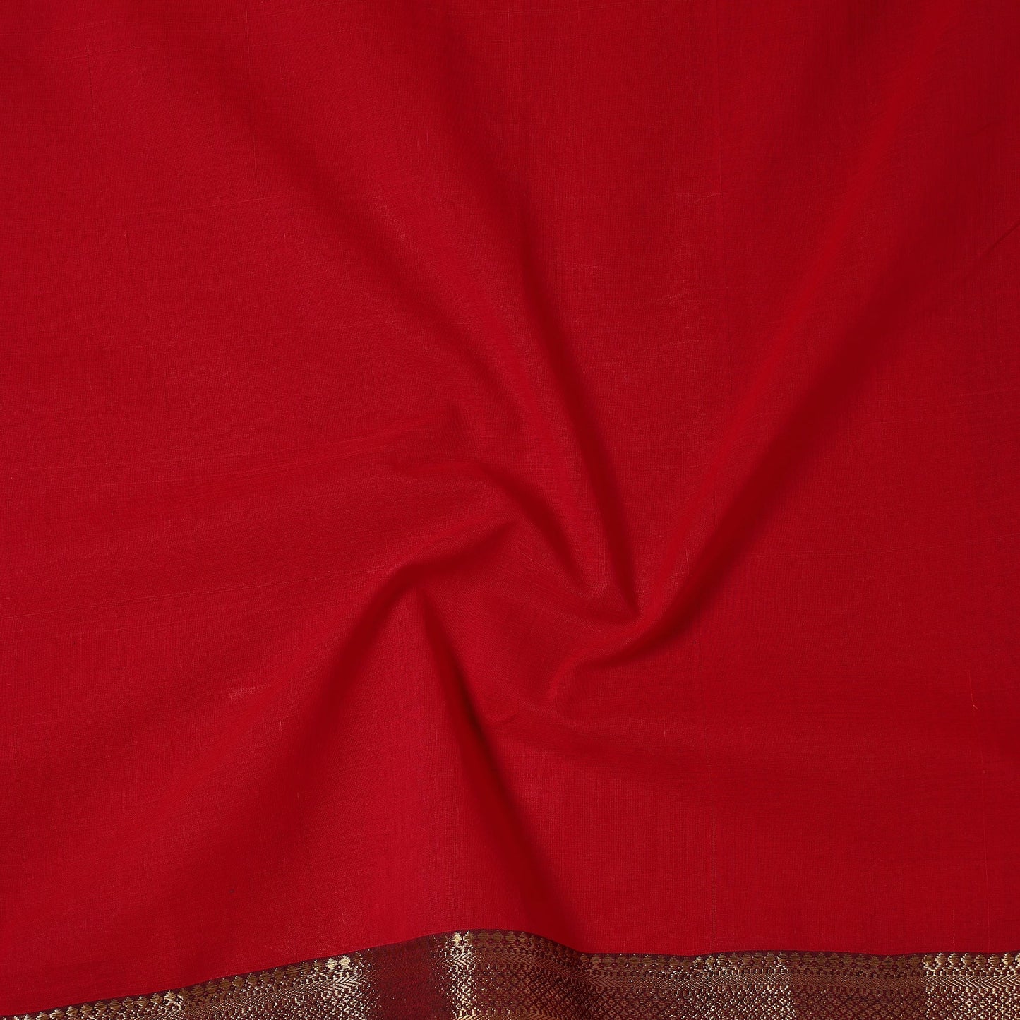 Red - Mangalagiri Handloom Cotton Zari Border Precut Fabric (2.1 meter) 14
