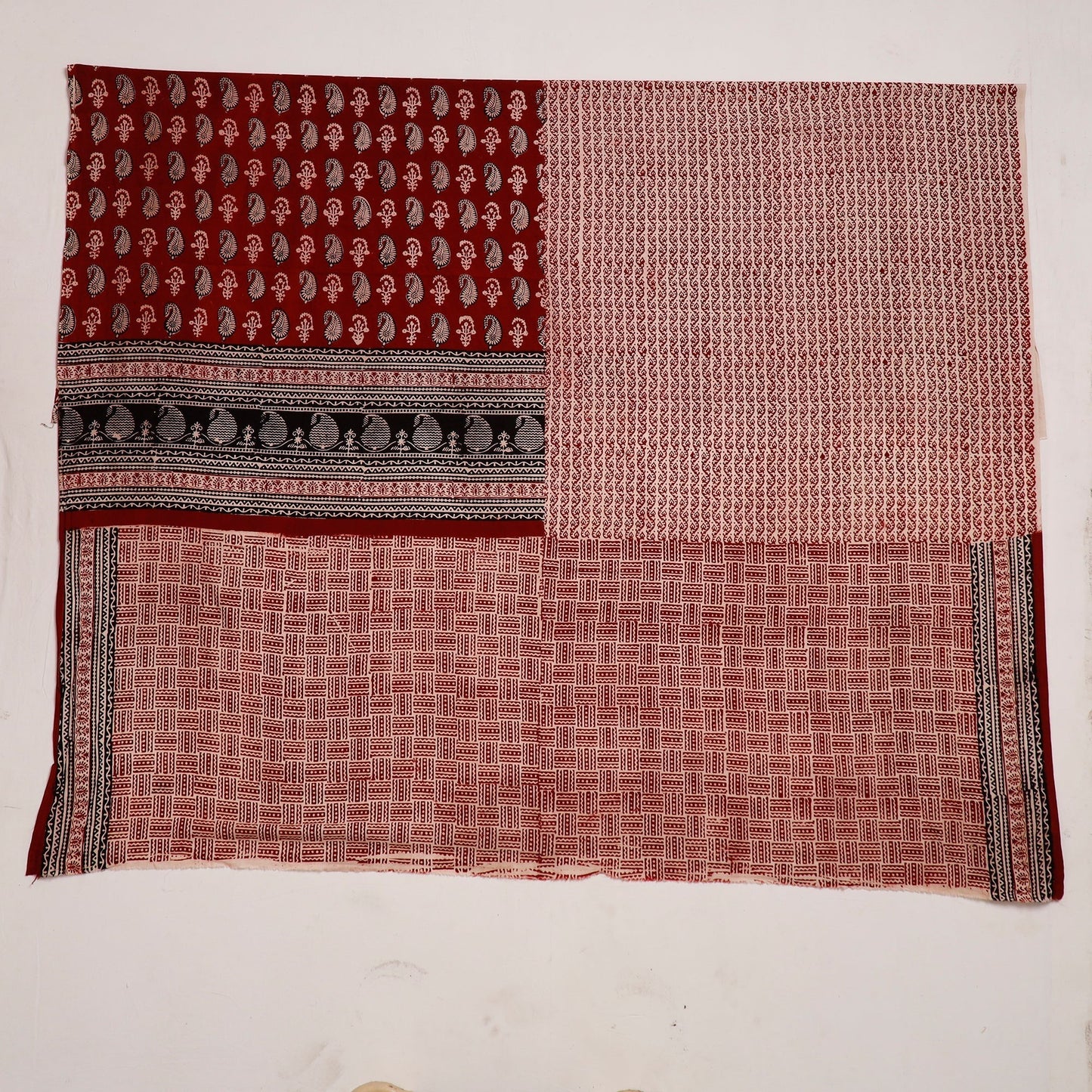Maroon Natural Dyed Cotton Bagh Print Kurta Material