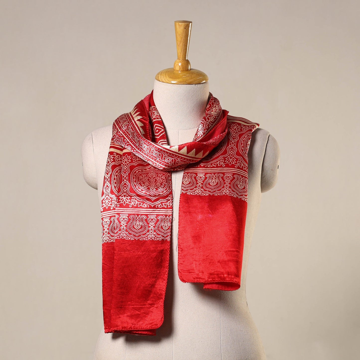 Mashru Silk Printed Ajrakh Stole