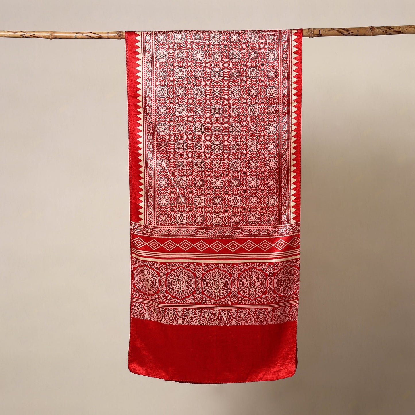 Mashru Silk Printed Ajrakh Stole