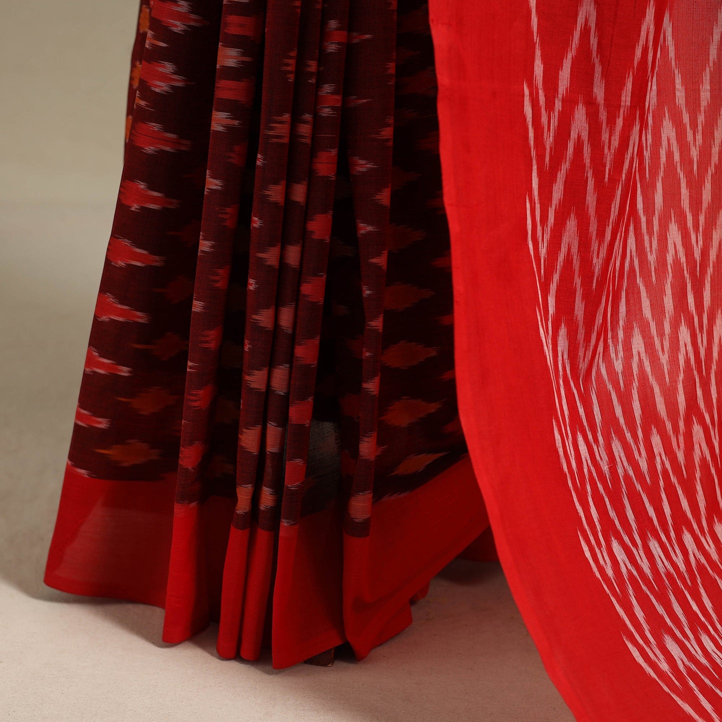 Red - mercerised cotton handloom pochampally ikat saree 29